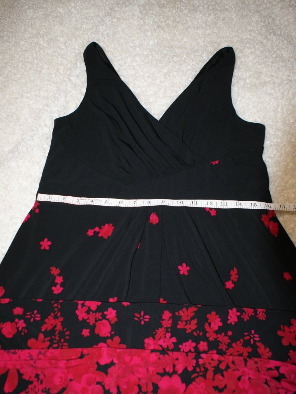 CHAPS Sleeveless Black and Bright Red Flower Maxi Dress - Large EUC - Picture 9 of 10